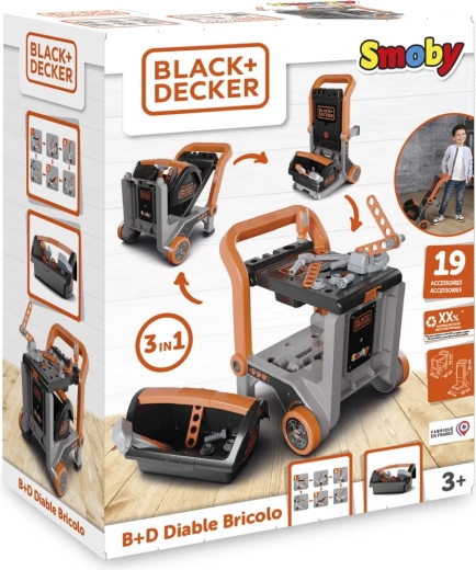 Cărucior de atelier Black+Decker 3în1 cu cutie pentru unelte