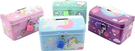 Pușculiță metalică unicorn cu încuietoare