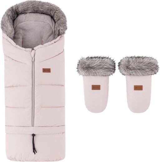 PETITE&MARS sac de iarnă Arctic 4v1 cu mănuși pentru cărucior Fjora Rose Petal - 2 buc.
