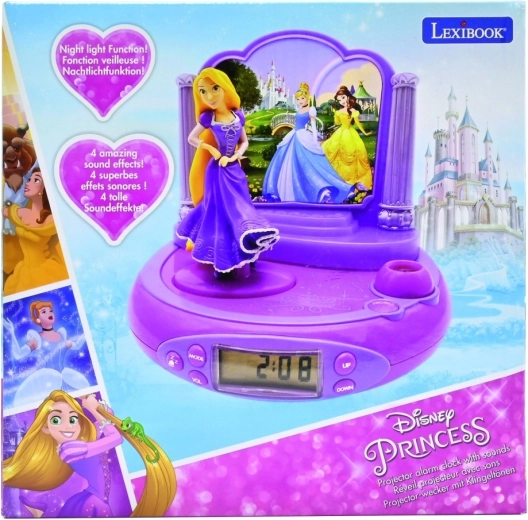 Ceas deșteptător 3D cu proiector Disney Prințese Rapunzel