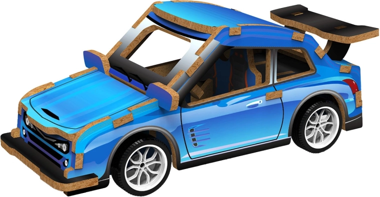 2Kids Toys puzzle 3D din lemn – mașină sport albastră