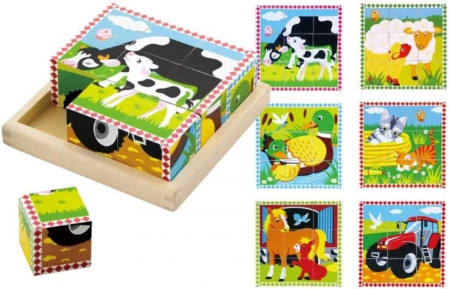 Babu cuburi ilustrate cu animale de la fermă – 9 cuburi