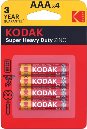 Baterii zinc-carbon AAA (microtip) Kodak Heavy Duty 1,5 V – pachet 4 buc