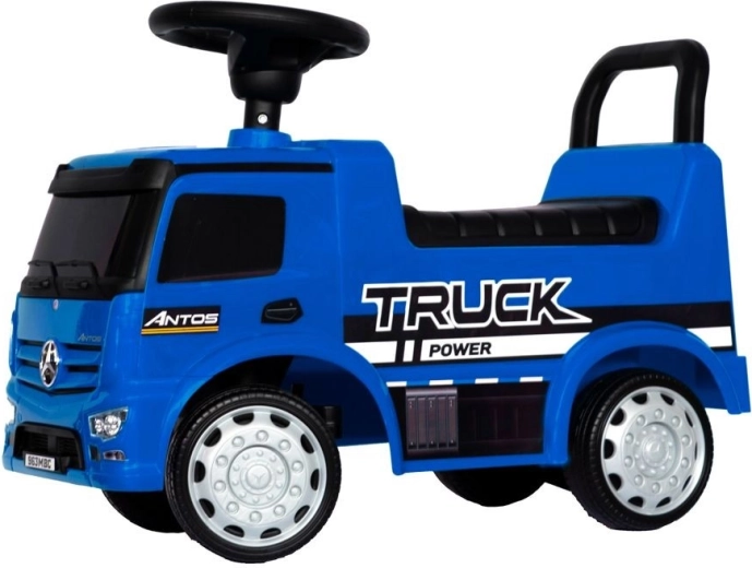 Mercedes-Benz Antos – vehicul de împins pentru copii tip camion, cu sunete și lumini, albastru