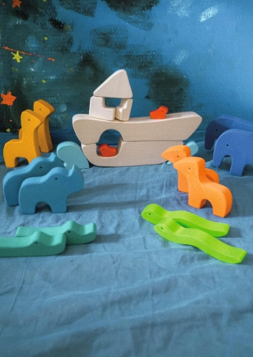 Arca lui Noe – set de figurine din lemn