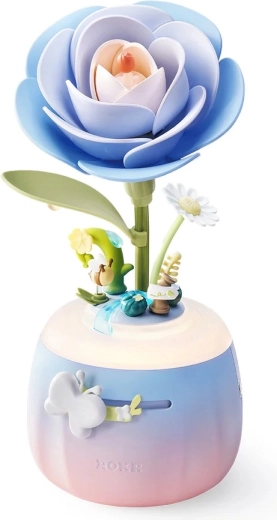 RoboTime kit mecanic 3D pentru lampă de aromaterapie de noapte Camelia albastră