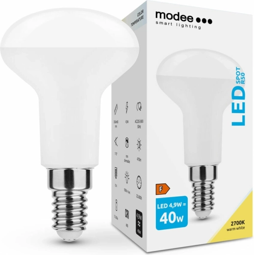 Modee Smart Lighting Bec LED E14 4,9 W alb cald R50