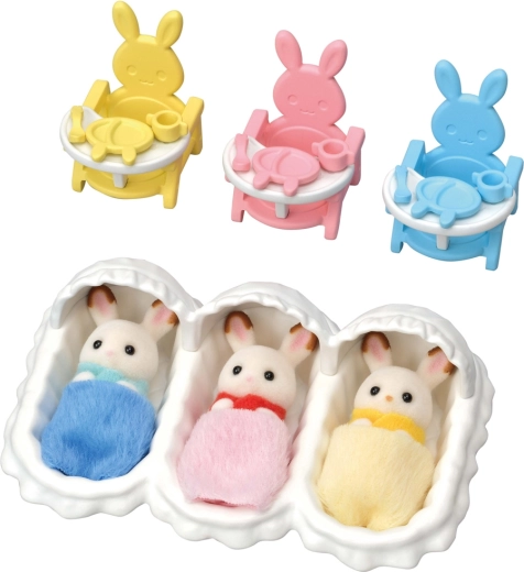 Sylvanian Families set de îngrijire pentru tripleții iepurași Chocolate