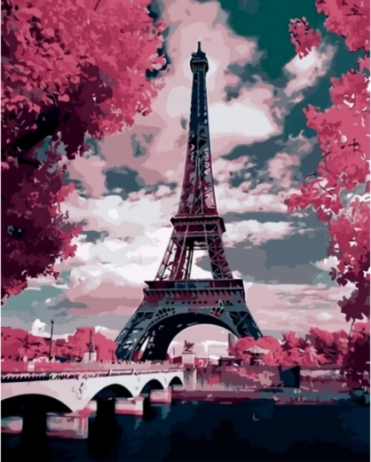 Tablou de pictat după numere pe ramă 40 × 50 cm Paris – Turnul Eiffel