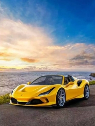 Pictură cu diamante Ferrari galben 30 × 40 cm
