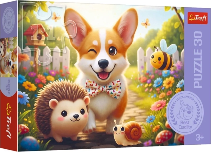 Puzzle cu 30 piese – O zi cu corgi – Trefl