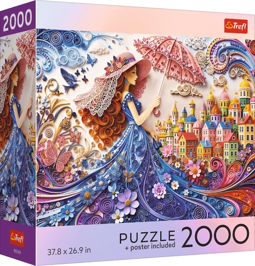 Puzzle Trefl USA Collection: Doamna cu umbrela de soare, 2000 de piese