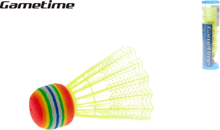 Fluturași de badminton Gametime galbeni – 6 bucăți în tub