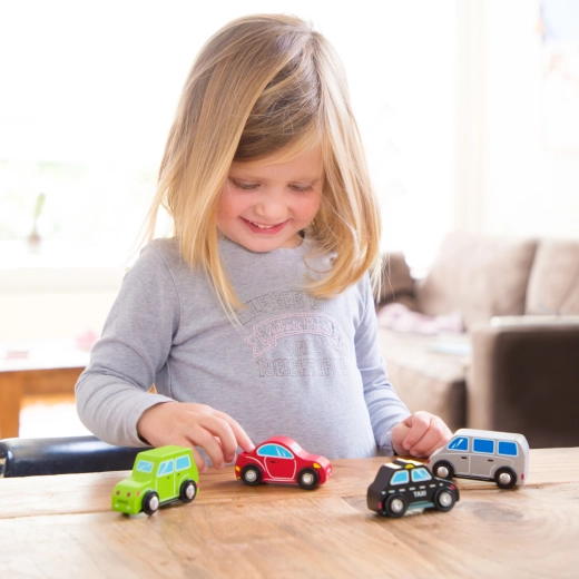 Set de mini-mașinuțe din lemn - 4 buc.