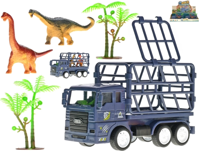 Camion de marfă 14 cm cu mecanism de inerție, cu dinozauri