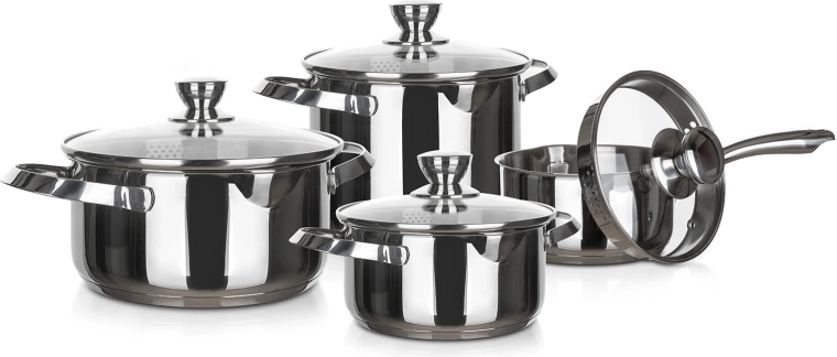 Set de vase din oțel inoxidabil 8 piese EMBASSY