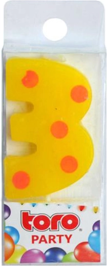 Lumânare pentru tort cifră 3 TORO, de înfipt, 4,5 cm