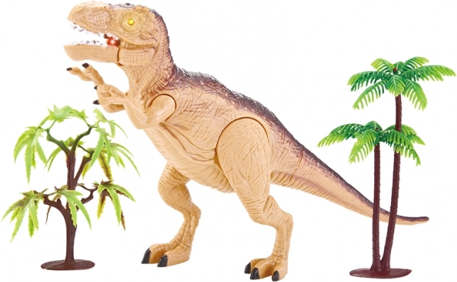 Tyrannosaurus rex cu sunet și lumină – dinozaur interactiv maro 23 cm