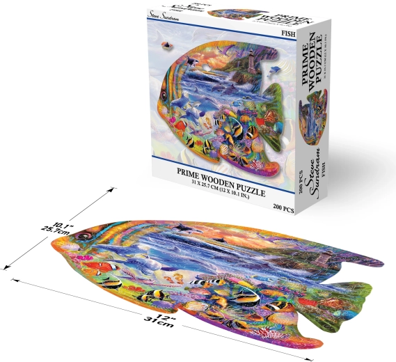Prime 3D puzzle din lemn pește – 200 piese