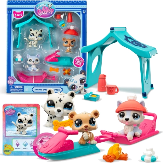 Littlest Pet Shop Snowy Day Play Pack – set de figurine și accesorii