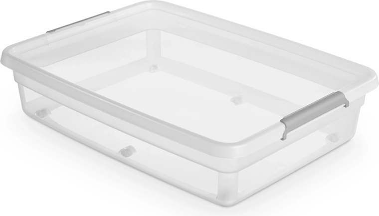 Basestore cutie de depozitare pe roți cu capac și cleme 60 l