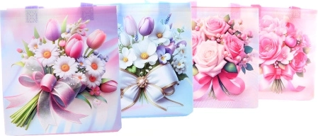 Săculeț cadou cu motiv floral, din plastic, 23,5 × 22 × 11 cm