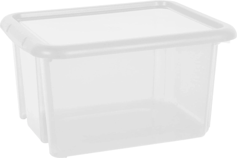 Cutie de depozitare din plastic 30 l cu capac transparent FUNNY