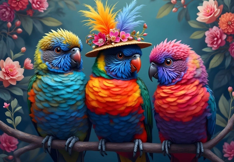 Puzzle Bluebird Papagali curcubeu 1000 de piese