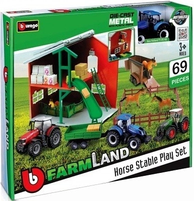 Grajduri pentru cai Farmland cu tractor de la Bburago