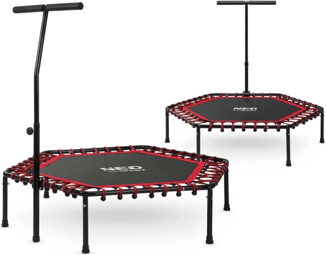 Trambulină fitness Neo-Sport cu mâner 127 cm hexagonală roșie