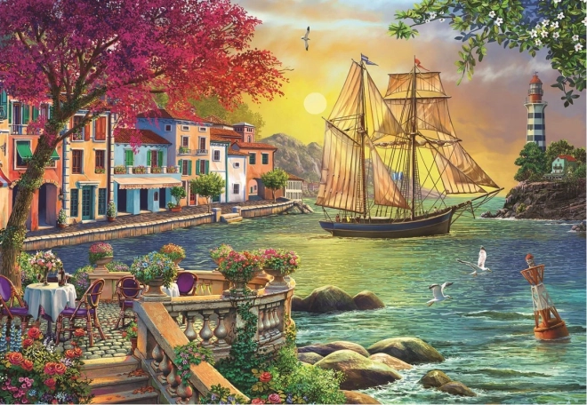 Puzzle Apus frumos de soare peste port 2000 de piese