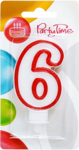 Lumânare de aniversare cifră 6 roșie