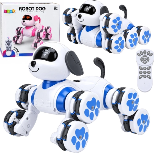 Câine robot interactiv controlat de la distanță, cu 8 roți și LED