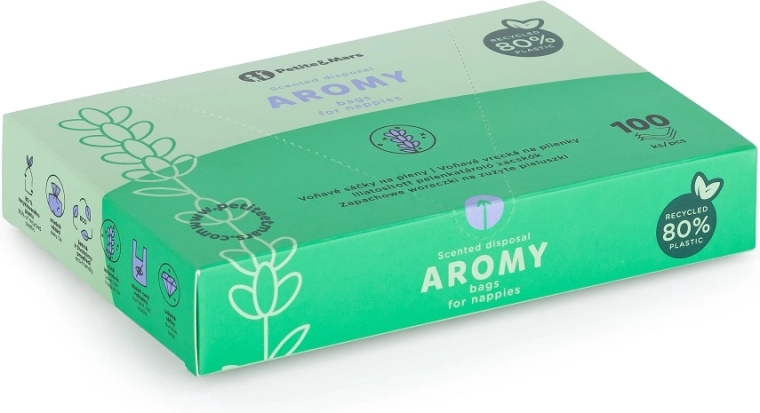 Pungi parfumate pentru scutece cu mânere AROMY 100 buc