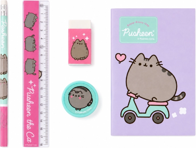 Set școlar Pusheen mov, 5 piese