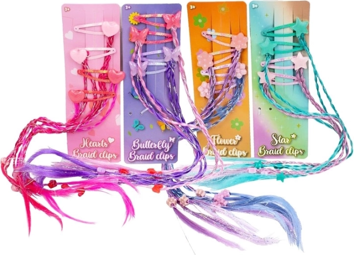 Agrafe de păr pentru copii cu codițe colorate – set de 4 buc