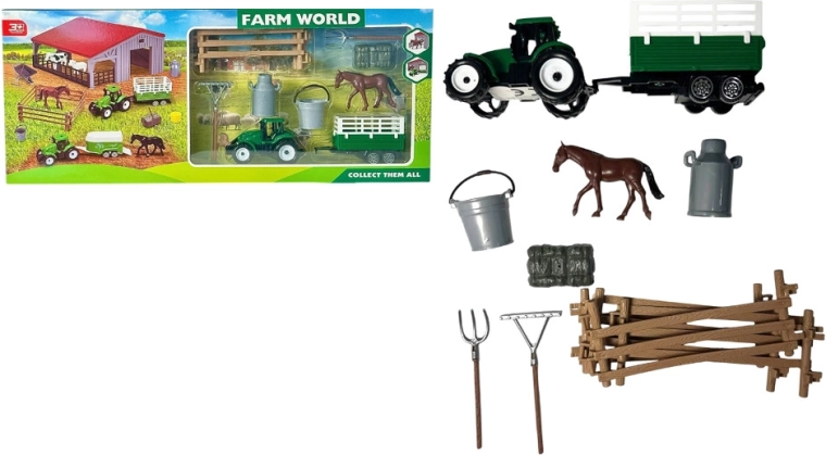 Set de fermă cu animale, tractor și figurina calului