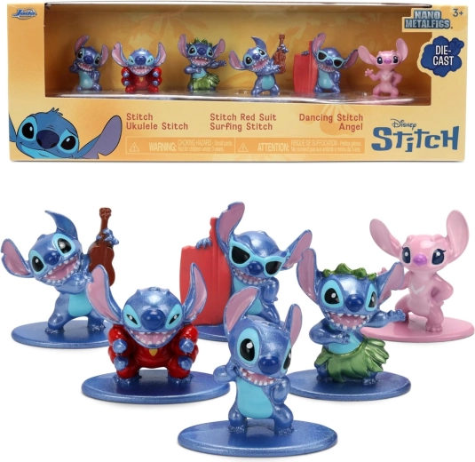 Set de figurine metalice STITCH și ANGEL 4 cm – 6 buc