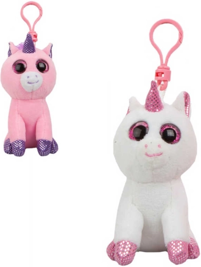 Breloc din pluș unicorn cu clips 11 cm - 1 bucată