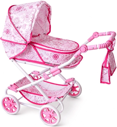New Baby Monika Flowers cărucior pentru păpuși 2în1