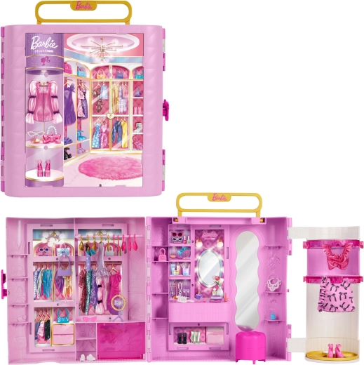 Mattel Barbie dulap deluxe pentru haine, cu măsuță de toaletă și accesorii