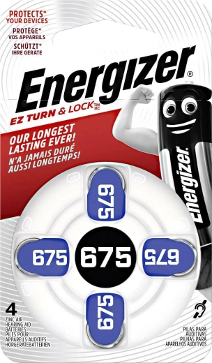 Baterii cu buton pentru aparate auditive 675, 1,4 V (4 bucăți) Energizer