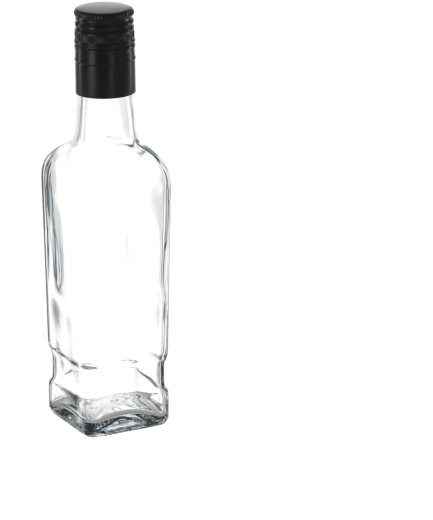 Sticlă din sticlă pentru whisky 250 ml cu capac cu filet