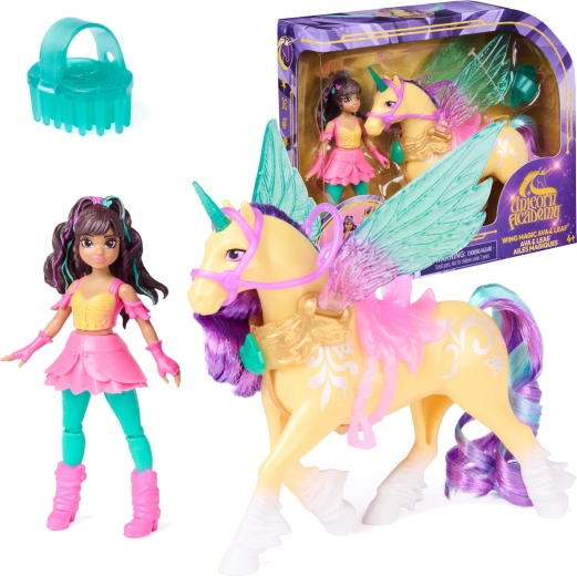 Unicorn Academy aripi magice – păpușa Ava și unicornul Leaf cu accesorii