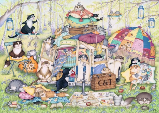 Puzzle Ravensburger CRAZY CATS – după-amiază de vară leneșă (1000 piese)