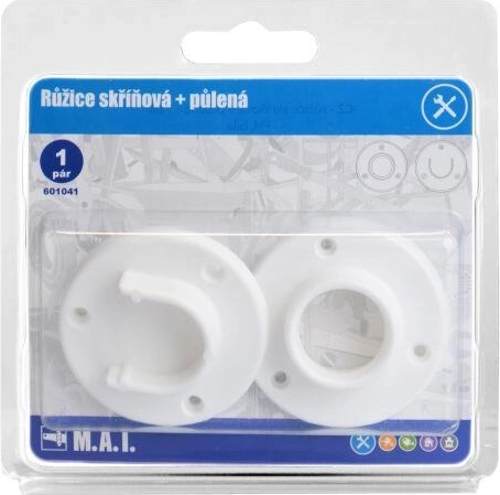 Rozetă pentru dulap, întreagă și semirozetă, albă (1 pereche)