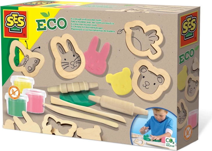 Plastilină ECO cu accesorii din lemn