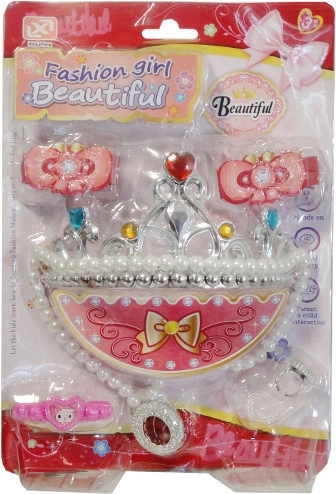 Bijuterie regală cu coroană și colier de perle pentru copii