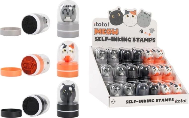 Suport cu set de 36 ștampile cu pisici