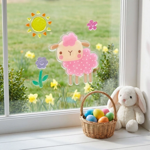 Decorațiune gel pentru fereastră de Paște 19 × 19 cm – 1 bucată